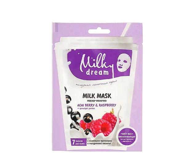 302442 - "Milky Dream" შოუ ბოქს სახის ნიღაბი ქსოვილის ფურცელი, 20 მლ (მალინა და კენკრა)